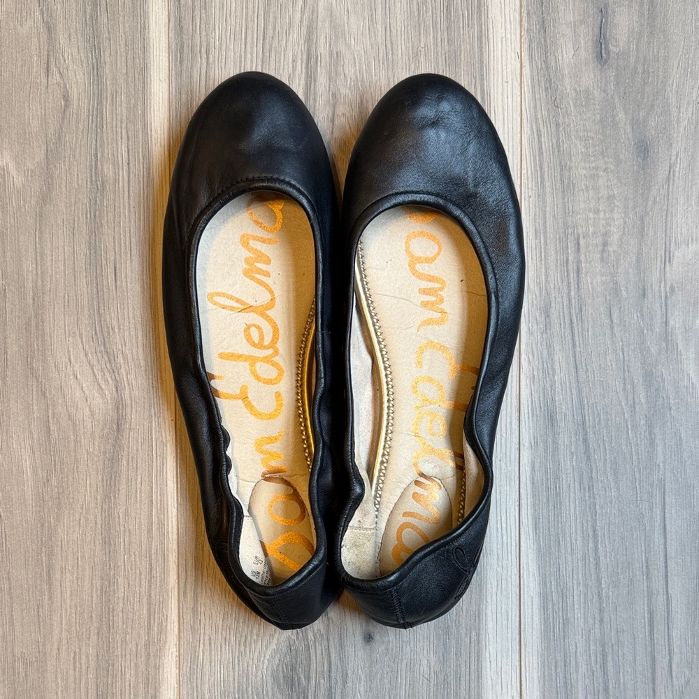 Sam Edelman Black Leather Ballet Flats